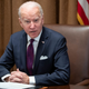 US President Joe Biden speaks about Russia and Ukraine prior to a meeting with members of the Infrastructure Implementation Task Force to discuss the Bipartisan Infrastructure Law, in the Cabinet Room of the White House in Washington, DC, on January 20, 2022.